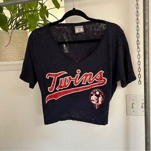 VS 5th & ocean LOVE PINK Rare navy TWINS baseball flowy spot too boxy loose fit